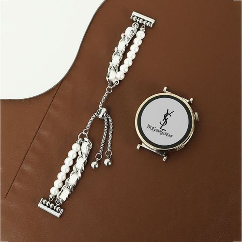 Convient Pour Bracelet Huawei Gt4 20/22 Mm, Petit Bracelet En Cuir De Style Parfumé, Bracelet En Perles, Montre 4/Pro, Femmes Seniors-Blanc (Nouvelle Chaîne De Perles Avec Ceinture Blanche) - Compat