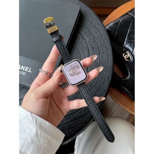 Boucle En Acier Inoxydable Tendance Pour Apple Iwatch 876, Bracelet De Montre Haut De Gamme En Cuir Véritable Pour Femme Xiaomi 8/9pro-Noir - 42/44/45/49/S10 46 Mm