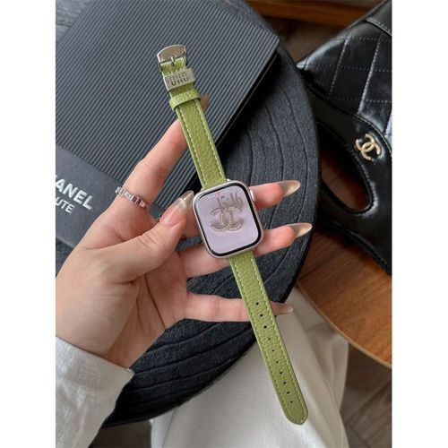 Boucle En Acier Inoxydable Tendance Pour Apple Iwatch 876, Bracelet De Montre Haut De Gamme En Cuir Véritable Pour Femme Xiaomi 8/9pro-Vert - 42/44/45/49/S10 46 Mm