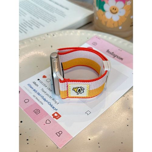 Boucle Magnétique Transfrontalière Portable En Forme De Banane, Petite Taille, Rayée, Adaptée Au Bracelet Apple Watch S10 Et Apple Watch 9-Rose Orangé - (1/2/3 Génération 42 Mm)/44/45/49 Mm