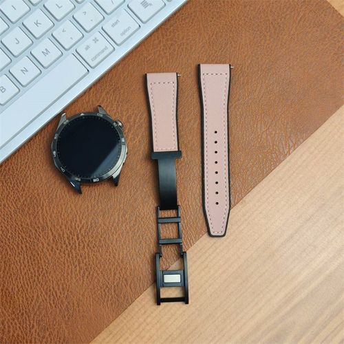 Bracelet De Montre En Cuir Véritable Et Silicone Pour Huawei Gt3/4 46 Mm/Watch3/4 Pro, Boucle Magnétique Pliable Honor Pour Hommes-Pâte De Haricots - Applicable Au [Huawei Gt1 (Version Élégante)] 22