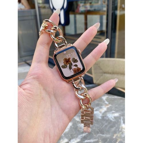 Bracelet De Montre Apple Watch 8 Génération 76543 Pour Femme S9, Style Petit Parfum, Métal Avancé, Applicable Iwatch 10-Or Rose - 41 Mm (Génération 7/8/9)
