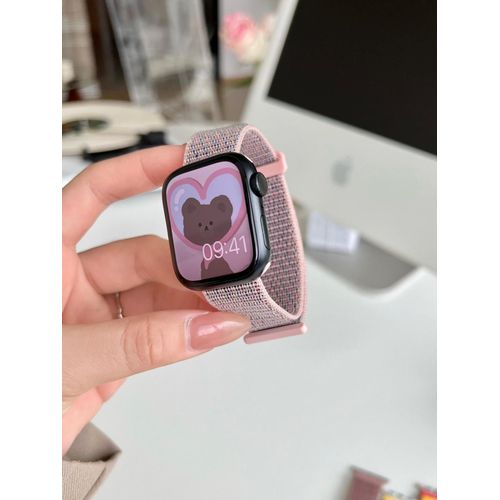 Bracelet De Montre Apple En Nylon Respirant Printemps Et Été, Boucle Velcro, Adapté À Iwatch98765413, Universel Pour Hommes Et Femmes-Rose Arc-En-Ciel - 42 Mm/44 Mm/45 Mm/49 Mm