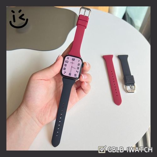 Bracelet En Silicone Mignon Pour Apple Watch S8, Haut De Gamme, Pour Iwatch S10, Apple Watch S9765se, Femme-Pack De 2 Bordeaux + Noir - 38/40/41/(10e Génération 42 Mm) Universel
