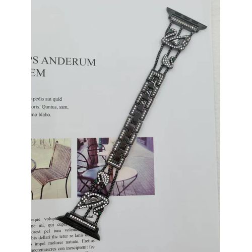 Bracelet En Métal Diamant Swarovski Swan Pour Apple Watch S8, Iwatch 6e Génération 754, Femme-Noir - Iwatch 4 6/Se ¿44 Mm¿