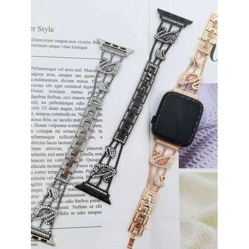 Bracelet En Métal Diamant Swarovski Swan Pour Apple Watch S8, Iwatch 6e Génération 754, Femme-Génération Iwatch 7/S8 Argentée [45 Mm/49 Mm]
