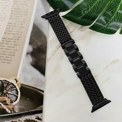 Convient Au Bracelet Apple Watch Apple Watch S7 Love Chain En Acier Inoxydable Métal Iwatch 6e Génération 543se-Bracelet En Acier Motif C?Ur [Noir] - 45 Mm Pour Apple Watch Series 7