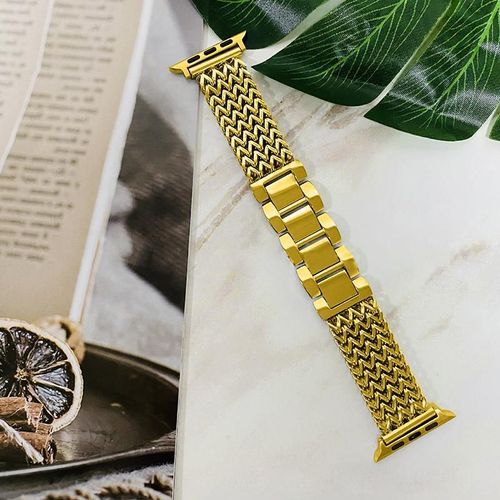 Convient Au Bracelet Apple Watch Apple Watch S7 Love Chain En Acier Inoxydable Métal Iwatch 6e Génération 543se-Bracelet En Acier Motif C?Ur [Doré] - 45 Mm Pour Apple Watch Series 7
