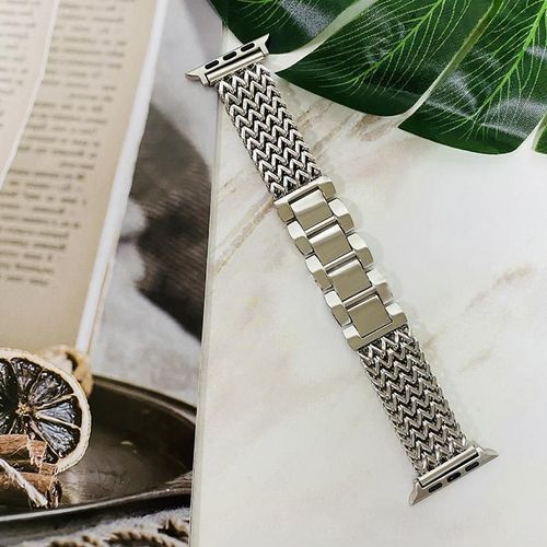 Convient Au Bracelet Apple Watch Apple Watch S7 Love Chain En Acier Inoxydable Métal Iwatch 6e Génération 543se-Bracelet En Acier Motif C?Ur [Argent] - 45 Mm Pour Apple Watch Series 7