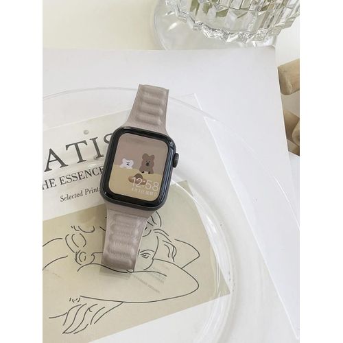 Compatible Avec Le Bracelet Apple Watch, La Petite Taille, La Boucle Magnétique En Cuir, L'iwatch 8 Génération 76543se-Couleur Thé Au Lait - 44 Mm [Génération Iwatch456se]