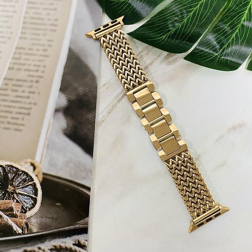 Convient Au Bracelet Apple Watch Apple Watch S7 Love Chain En Acier Inoxydable Métal Iwatch 6e Génération 543se-Bracelet En Acier Motif C?Ur [Or Rose] - 45 Mm Pour Apple Watch Series 7