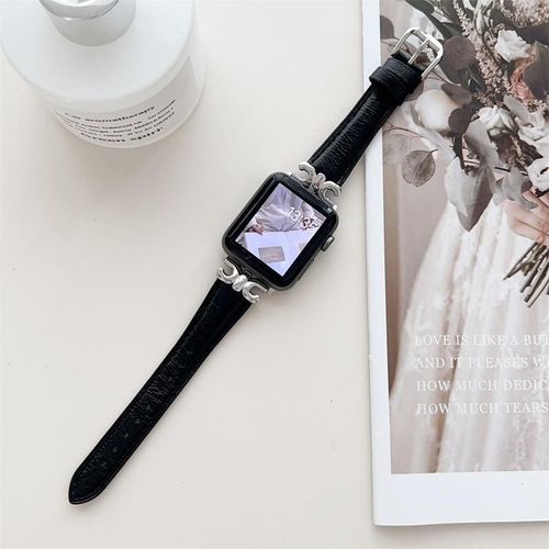 Bracelet De Montre Baguette Triumph Haut De Gamme Pour Iwatch S8 Compatible Avec Apple Watch 345678 Génération Se-Baguette Triumph - Boucle Noire Argentée - 38 Mm/40 Mm/41 Mm