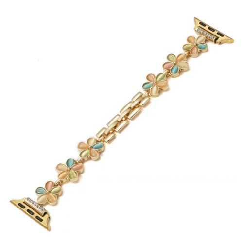 Bracelet Iwatch Coloré À Cinq Pétales En Métal, Nouveau Modèle, Compatible Avec Apple Watch S845-Fleurs Dorées Colorées - 42 Mm/44 Mm/45 Mm/49 Mm