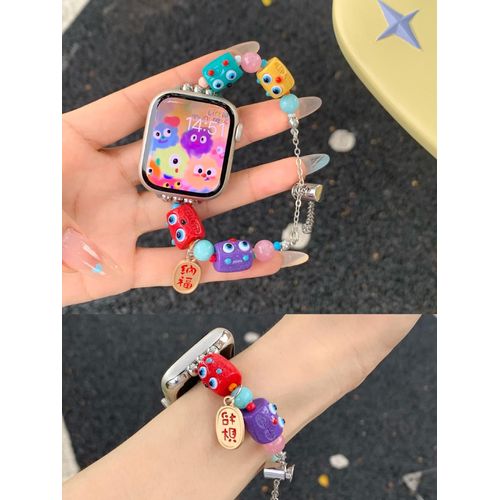 Bracelet Métallique Dopamine Monster Niche Compatible Avec Apple Watch S978iwatch6541se Pour Hommes Et Femmes-Monstre Coloré - Chaîne Simple - 38 Mm/40 Mm/41 Mm