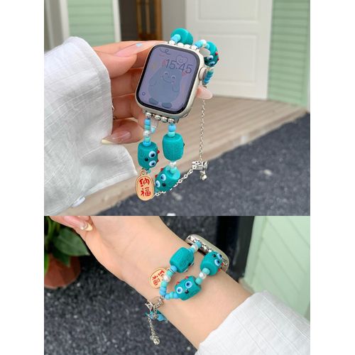 Bracelet Métallique Dopamine Monster Niche Compatible Avec Apple Watch S978iwatch6541se Pour Hommes Et Femmes-Monstre Vert - Double Chaîne - 38 Mm/40 Mm/41 Mm