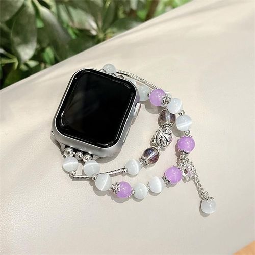 Vente Chaude Pour Apple Watch 7 Bracelet ?Il De Chat Pierre Mignon Apple Iwatch Bracelet D'été Ultra8s65-Sangle ?Il De Chat Violette Intégrée - 38 Mm/40 Mm/41 Mm