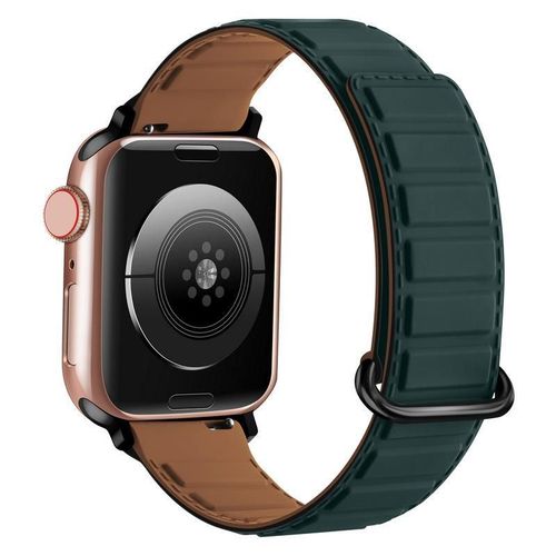 Nouvelle Boucle Magnétique En Silicone Souple D'été Adaptée À L'apple Watch Apple S78 Génération 654se Niche Hommes Et Femmes-Chemise Verte Marron Bouton Noir - 38 Mm/40 Mm/41 Mm