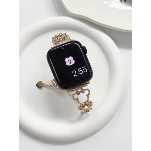 Bracelet En Métal Creux Minnie Mignon, Ultra Adapté Pour Iwatch 7, Apple 8, Apple Watch 6e Génération Se-Minnie Creuse En Métal Doré - 38 Mm/40 Mm/41 Mm