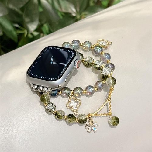 Vente Chaude Pour Apple Watch 7 Bracelet ?Il De Chat Pierre Mignon Apple Iwatch Bracelet D'été Ultra8s65-Pompon En Verre Vert Émeraude Intégré - 38 Mm/40 Mm/41 Mm
