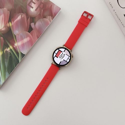 Bracelet De Montre Huawei Gt4 41 Mm, Bracelet En Silicone Élégant En Céramique Pour Femme Gt2/3/4pro-Silicone Uni - Rouge - Auto-Test : 20 Mm