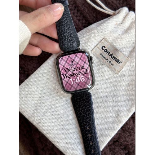 Bracelet En Cuir Véritable Pour Iwatch, Petit Vase, Taille En Cuir Grainé Litchi, Compatible Avec Apple Watch, Applewatch9786-Noir Tout-En-Un - 38 Mm/40 Mm/41 Mm