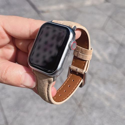 Bracelet En Cuir Cachemire Maillard Pour Montre Apple Watch 456 Génération S7s8s9iwatch, Offre Spéciale Pour L'automne Et L'hiver-Cachemire Maillard - Thé Au Lait - 38 Mm/40 Mm/41 Mm