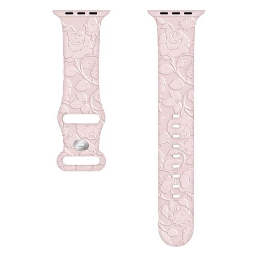 Bracelet En Silicone Rose Relief Compatible Avec Apple Watch 8 Et Iwatch 765 Génération Ultra-Relief Rose - Rose - 38 Mm/40 Mm/41 Mm