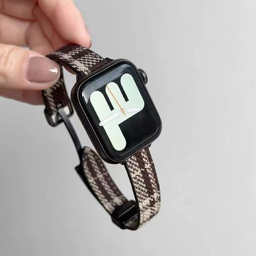 Bracelet Magnétique Double Face En Laine Pour Apple Watch 9, Bracelet Fin Pour Apple Watch Iwatch 78se Pour Femmes-Brun Rouge - 38/40/41 Mm