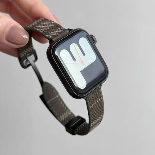 Bracelet Magnétique Double Face En Laine Pour Apple Watch 9, Bracelet Fin Pour Apple Watch Iwatch 78se Pour Femmes-Vert Armée - 38/40/41 Mm