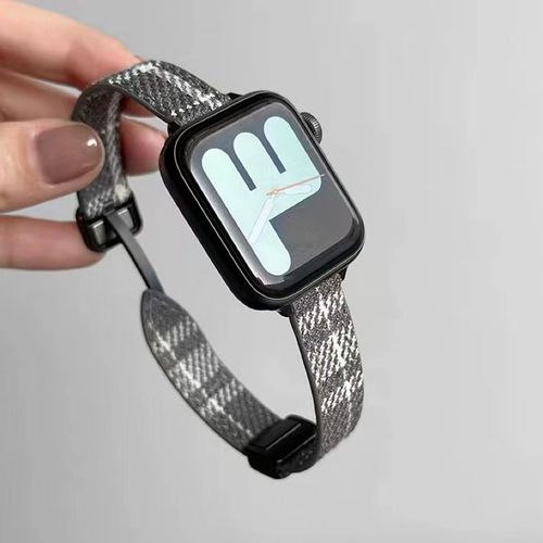 Bracelet Magnétique Double Face En Laine Pour Apple Watch 9, Bracelet Fin Pour Apple Watch Iwatch 78se Pour Femmes-Gris-38/40/41 Mm