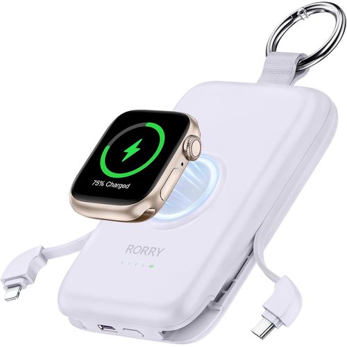 Chargeur Portable Pd 20 W Avec Câbles Intégrés,Chargeur Portable De Voyage Pour Iphone 15/14/13/12/11 Et Apple Watch 9/Ultra2/8/Ultra/7/6/Se/5/4/3