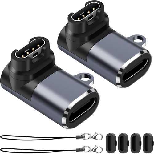 Adaptateurs De Chargeur De Montre(2 Pack),Usb-C Type C Femelle Vers Mâle Connecteur De Chargement Avec Dust Plug Compatible Avec Garmin Fenix 7/7s/7x/6/6x/6s Et Plus Encore