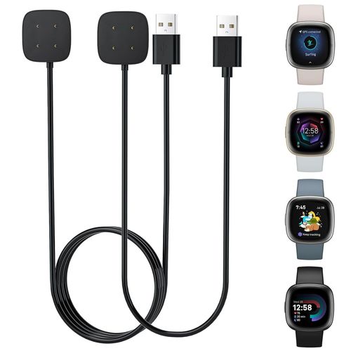 2 Pièces Câble Usb Compatible Avec Fitbit Sense/Sense2/Versa4/Versa3-Câble Rechange Pour Chargement Smart Watch-Chargeur Fitness Tracker Montre Connectée