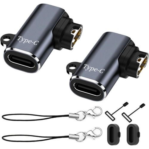 Adaptateur Type C Pour Coude Latéral Connecteur Chargeur Montre Garmin,2 Lot Chargeurs Usb Type C Femelle Vers Garmin Compatible Les Garmin Fenix 7/7s/7x/6/6x/6s Forerunner 965/955/255