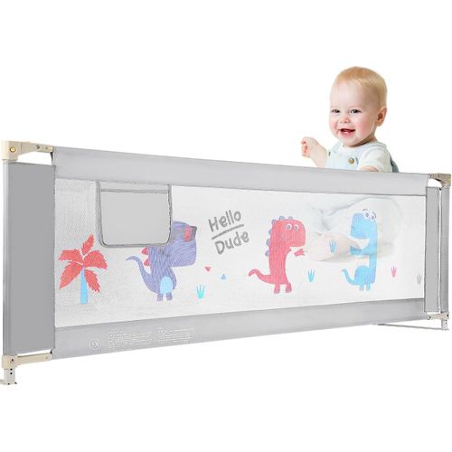 Barriere De Sécurité Enfant Lit Pliable Portable 180cm,Barriere De Lit Levée Et Abaissée Verticalement,Pliable,Stable Et Durable,Bébé Rail De Lit Anti-Chute,Protection Bébé 1 Seule Pièce