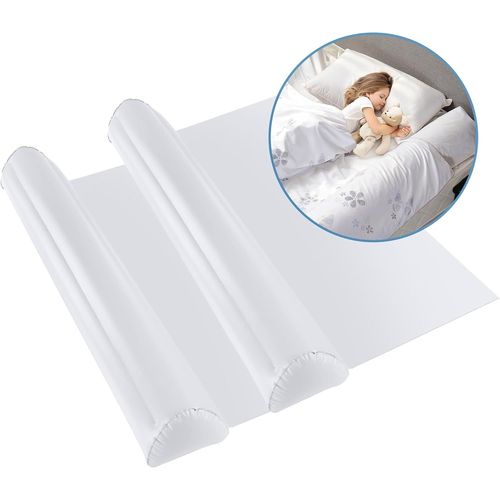 Barrière De Lit Gonflable Pour Enfants ¿ Barrière De Sécurité Enfant Lit(2pcs),Protection De Nuit Portable Pour Bébés Et Enfants,132x18x10cm,Facile À Installer Sous Le Drap De Lit