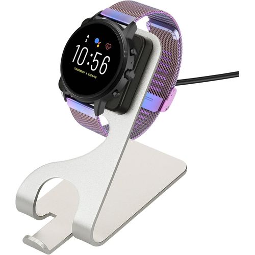 Câble Usb Compatible Avec Fossil Gen 4/Gen 5/Michael Kors Runway Mkt0002-Chargeur Smart Watch Avec Support-Chargeur Fitness Tracker Montre Connectée-Noir-Argenté