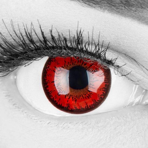 Lentilles Couleur Rouge Noir-Vampire Red Flower. Pour Halloween,Fantaisie,Carnaval + Étuis À Lentilles De Contact I 1 Paire(2 Pièces) I Sans Correction I 0,00 Dioptries