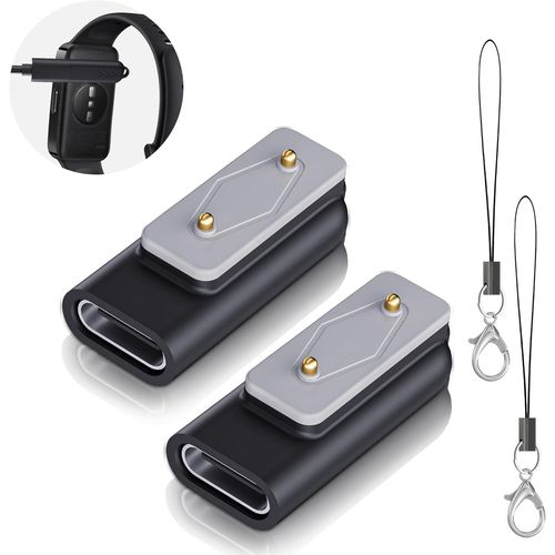 2 Pièce Usb C Adapter Compatible Pour 5v/1a Adaptateur De Charge Portable Pour Samsung Galaxy Fit 3/ Huawei Watch Fit 3/2/Fit/Fit/Mini,Huawei Band9/8/7/6/6 Pro/Honor Band 9/7/6/Es- Noir