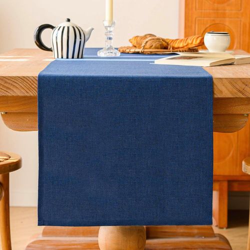 Chemin De Table Bleu Marine Printemps Moderne Lavable Décoration De Table Campagnard Style Chemin De Table Cuisine Fête Anniversaire Mariage Décor 40x140cm
