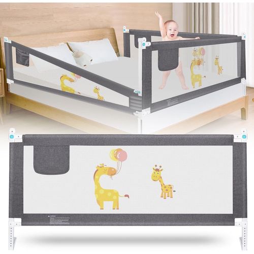 150cm Barrière De Sécurité Pour Enfants Lit,Barre De Lit Pour Enfants,Garde-Corps Pour Lit Enfant,Protection Contre Les Chutes,Hauteur Réglable,Type De Lit Universel(1 Côté)