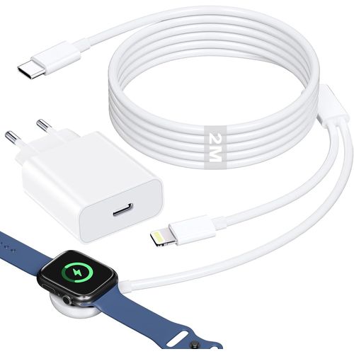 2 En 1 Chargeur Apple Watch Et Téléphone,20 W Chargeur De Téléphone Usb C Avec Câble De Charge Apple Watch 2 M Chargeur Iwatch Chargeur Pour Apple Watch 9 8 7 6 5 4 3 Se Ultra,Phone 14 13 12 11 Pro