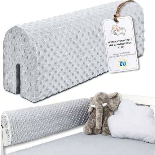 Tour De Lit Bébé Respirant 70cm-Contour De Lits Pour Tout-Petits Protege Enfant Barreaux Ou Barriere Bebe Tours Mousse Berceau Protection Minky Gris Clair