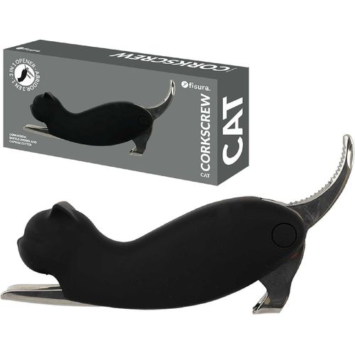 Fisura-Tire-Bouchon Original ¿Chat¿. Tire-Bouchon En Acier Inoxydable Avec Coupe-Capsule Intégré. Ouvre-Bouteille De Vin Et Décapsuleur Amusant. Ouvre-Bière Cadeau.