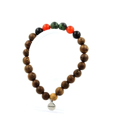 Bracelet Perles Epidote D'australie + Cornaline D'uruguay + Agate Fabriqué En France.