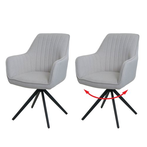 Lot De 2 Chaises De Salle À Manger Hwc-L79, Chaise De Cuisine, Chaise Avec Accoudoirs, Pivotante Auto-Position Tissu/Textile   Crème-Beige