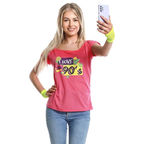 T-Shirt I Love The 90's Rose Femme - Taille: L