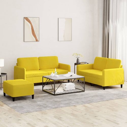 Vidaxl Ensemble De Canapés 3 Pcs Jaune Velours
