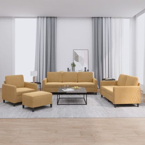 Vidaxl Ensemble De Canapés 4 Pcs Marron Velours
