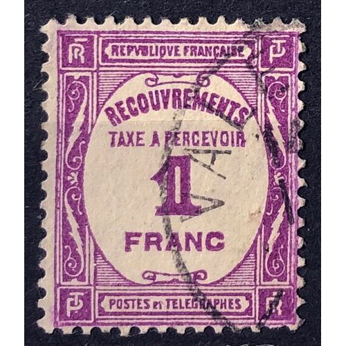 Taxe Recouvrement - Taxe À Percevoir - 1f Lilas (Très Joli N° 59) Obl - France Année 1927 - Brn83 - N33237